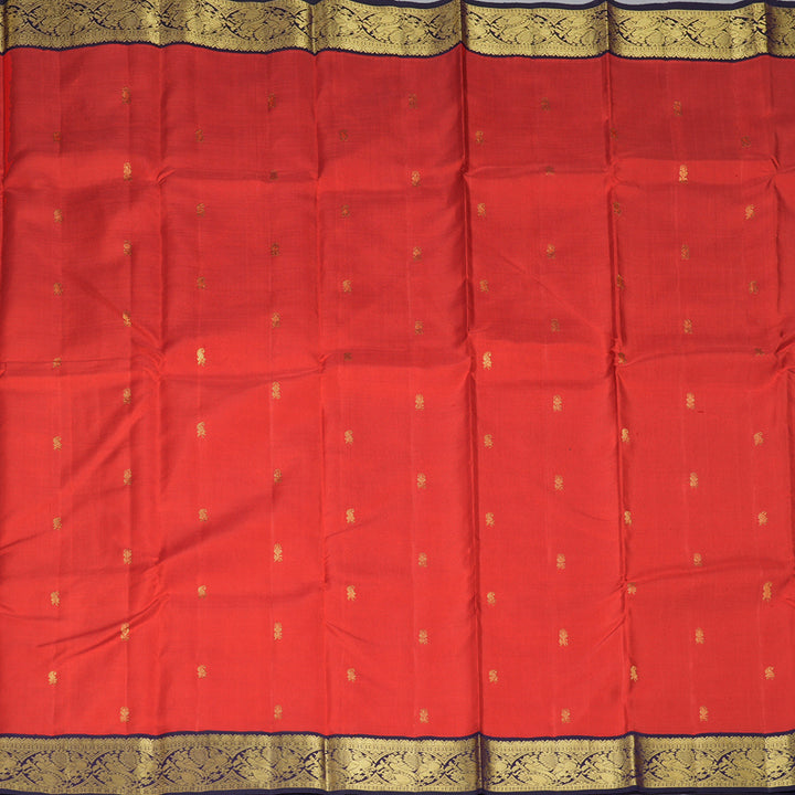 Hayagrivas Handloom Red Kanjivaram Silk Saree with Deep Nagapazham Border KBF151D13-1