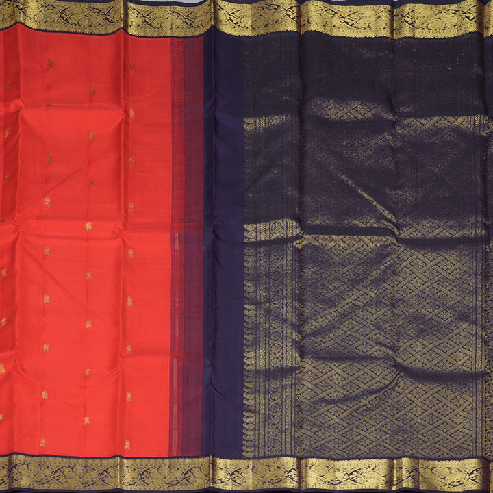 Hayagrivas Handloom Red Kanjivaram Silk Saree with Deep Nagapazham Border KBF151D13-1