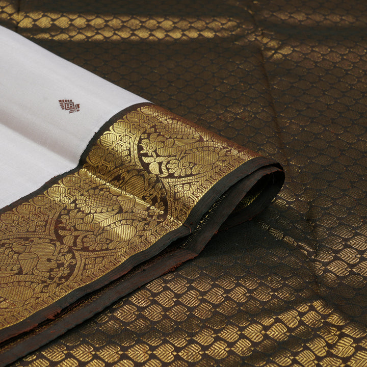 Hayagrivas Handloom Cream Kanjivaram Silk Saree with Chocolate Brown Border KBF151D13-4