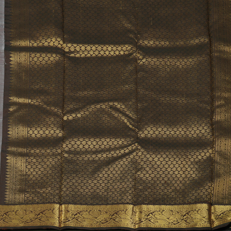Hayagrivas Handloom Cream Kanjivaram Silk Saree with Chocolate Brown Border KBF151D13-4