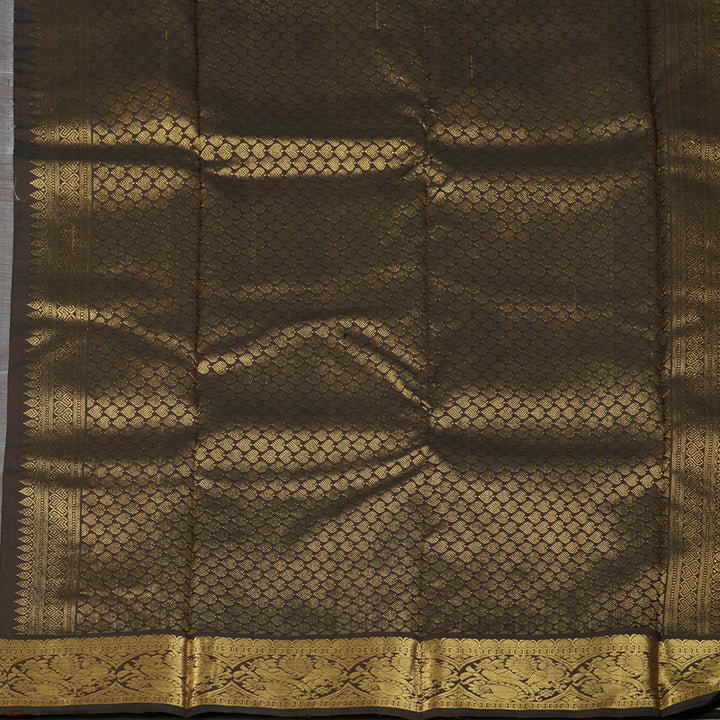 Hayagrivas Handloom Cream Kanjivaram Silk Saree with Chocolate Brown Border KBF151D13-4