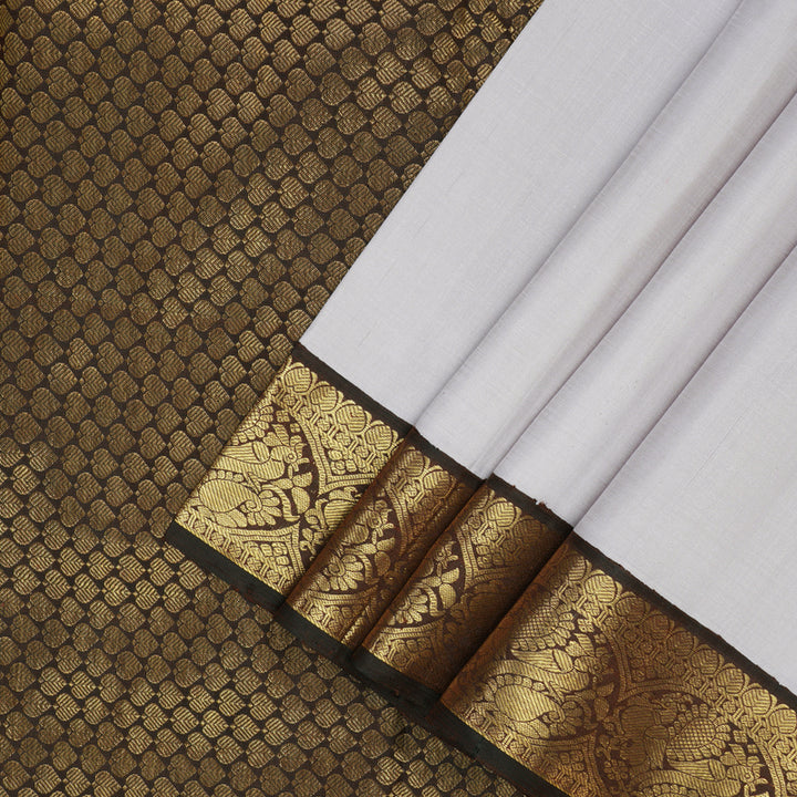 Hayagrivas Handloom Cream Kanjivaram Silk Saree with Chocolate Brown Border KBF151D13-4