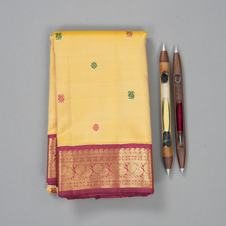 Hayagrivas Handloom Sandalwood Kanjivaram Silk Saree with Maroonish-Pink Border KBF151D13-6