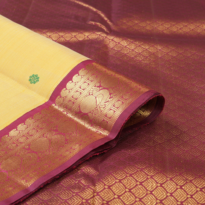 Hayagrivas Handloom Sandalwood Kanjivaram Silk Saree with Maroonish-Pink Border KBF151D13-6