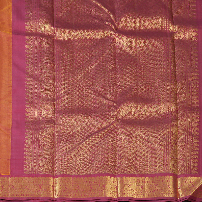Hayagrivas Handloom Sandalwood Kanjivaram Silk Saree with Maroonish-Pink Border KBF151D13-6