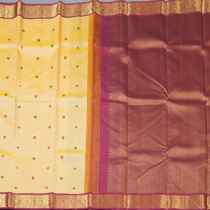 Hayagrivas Handloom Sandalwood Kanjivaram Silk Saree with Maroonish-Pink Border KBF151D13-6