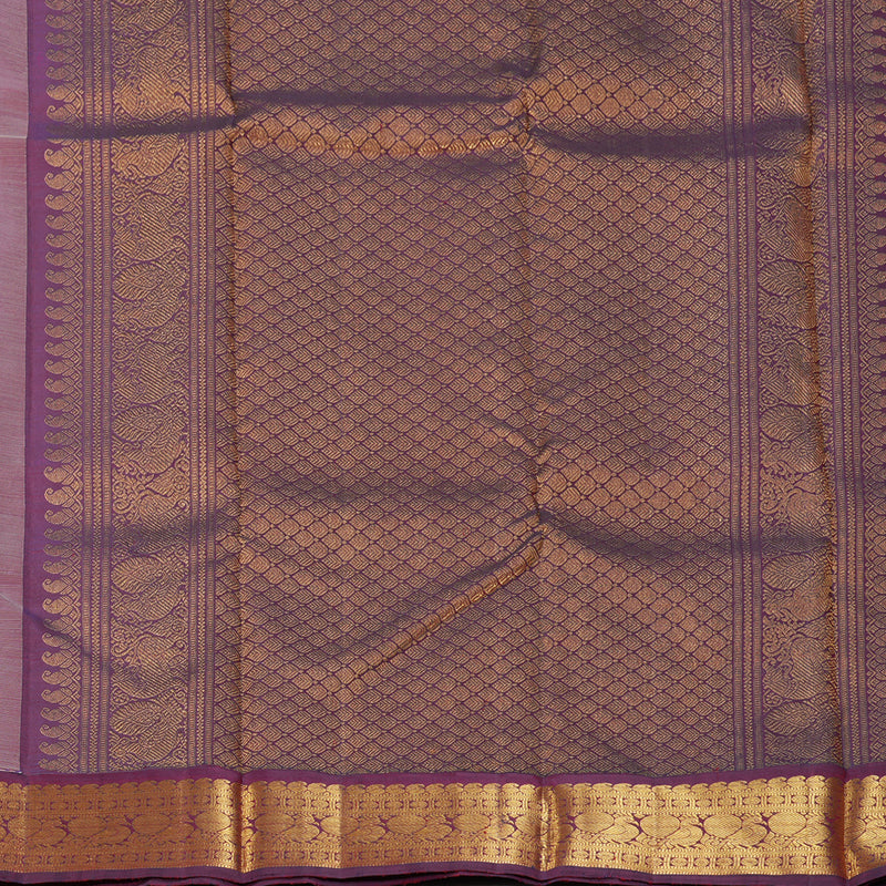 Hayagrivas Handloom Half-White Kanjivaram Silk Saree with Wine Border KBF151D13-7