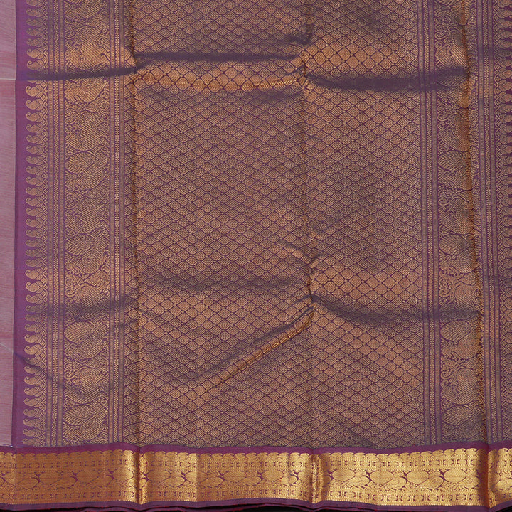 Hayagrivas Handloom Half-White Kanjivaram Silk Saree with Wine Border KBF151D13-7