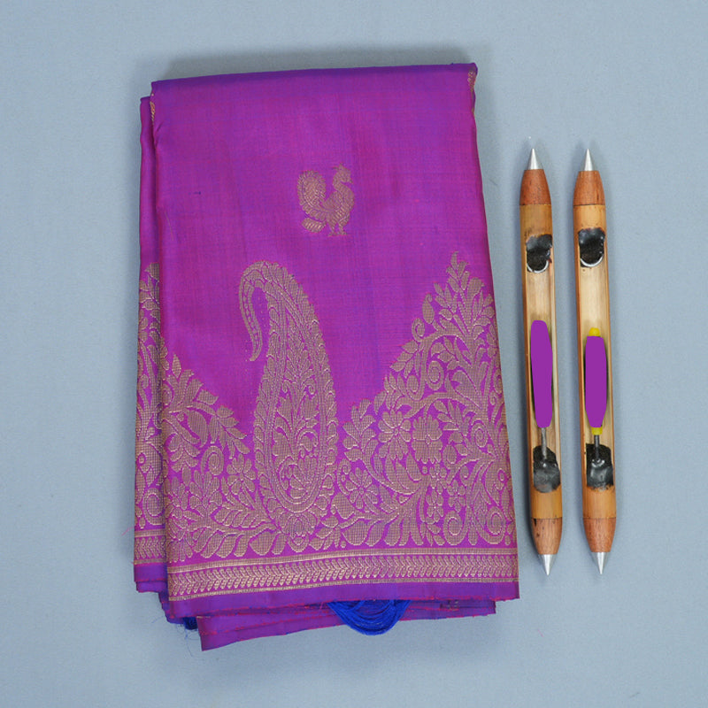 Hayagrivas Handloom Purple Kanjivaram Silk Saree KBF151D7-1