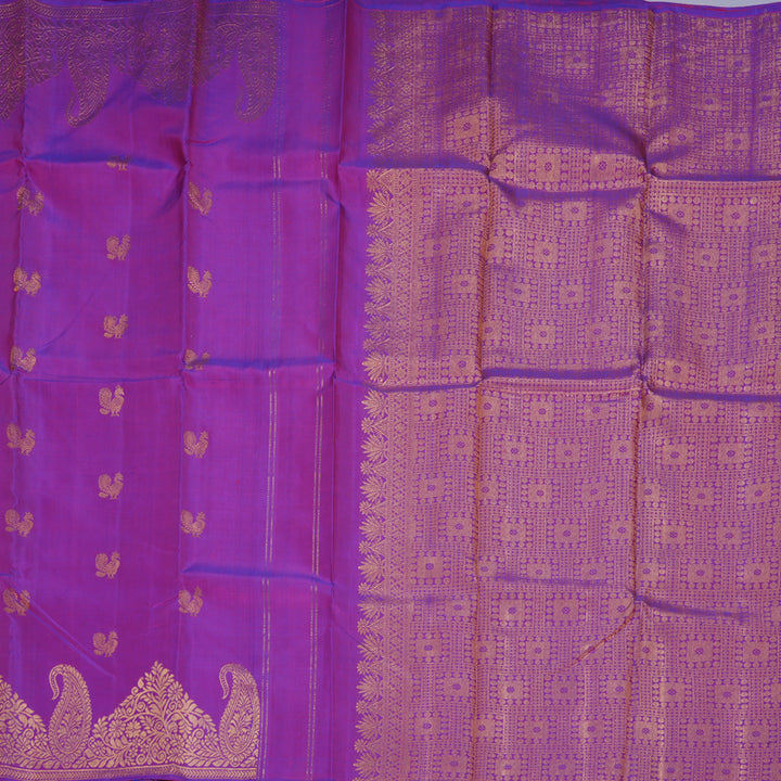 Hayagrivas Handloom Purple Kanjivaram Silk Saree KBF151D7-1