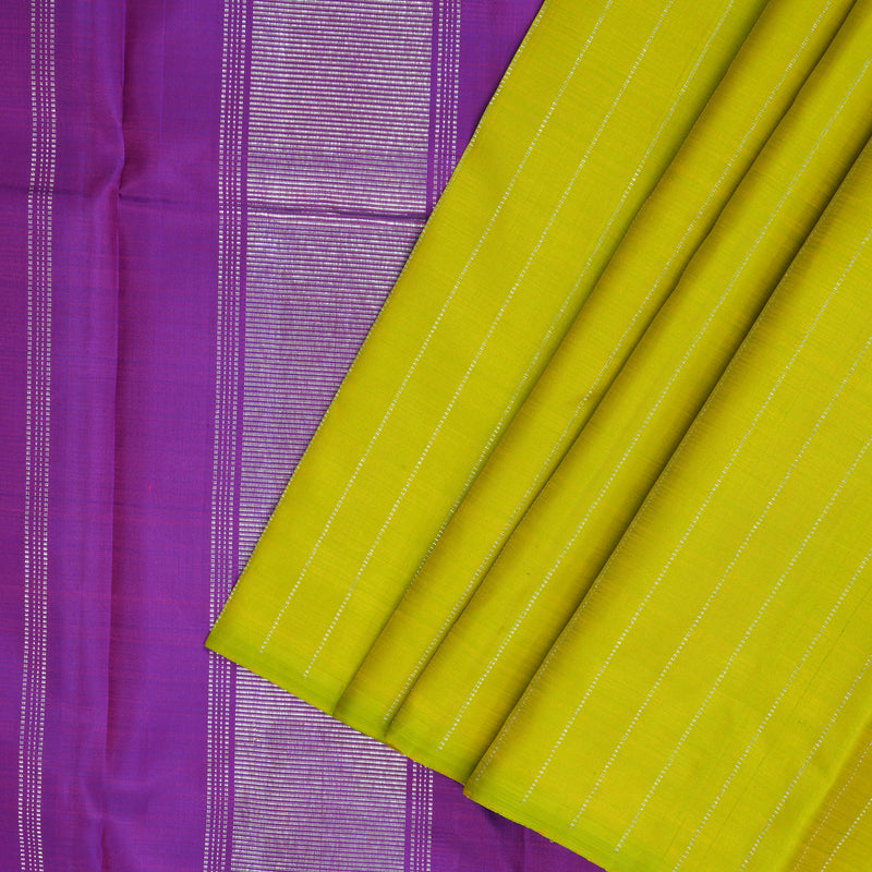 Hayagrivas Handloom Lime Green Kanjivaram Silk Saree KBF152D1-1
