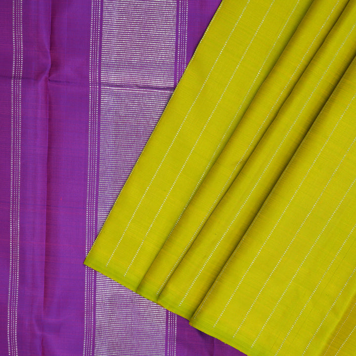 Hayagrivas Handloom Lime Green Kanjivaram Silk Saree KBF152D1-1