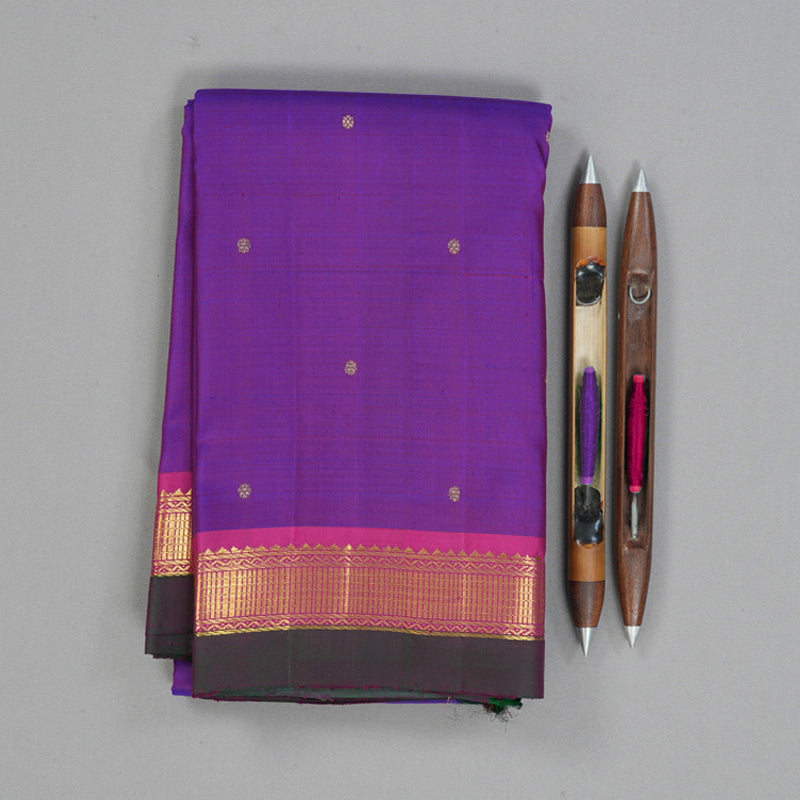 Hayagrivas Handloom Purple Kanjivaram Silk Saree KBF153D1-1