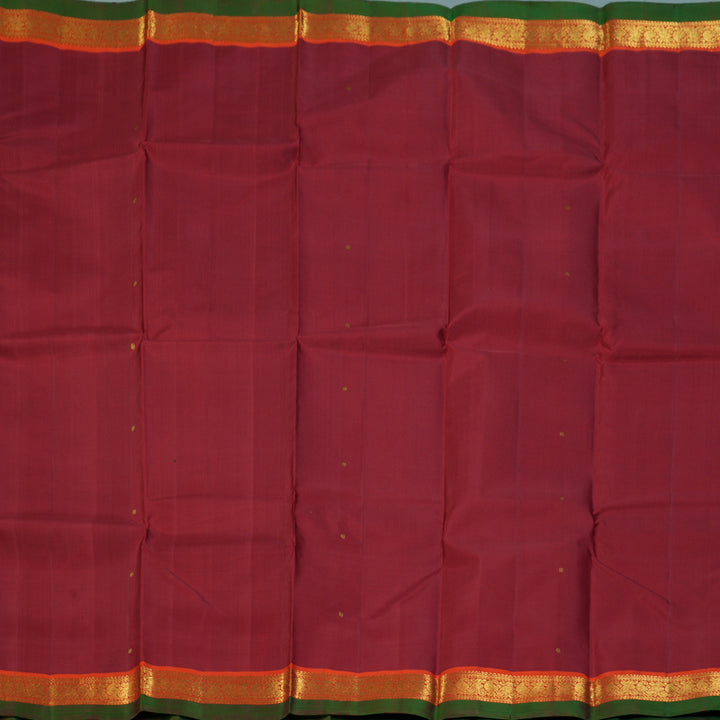 Hayagrivas Handloom Maroon Kanjivaram Silk Saree with Orange Border KBF153D1-2
