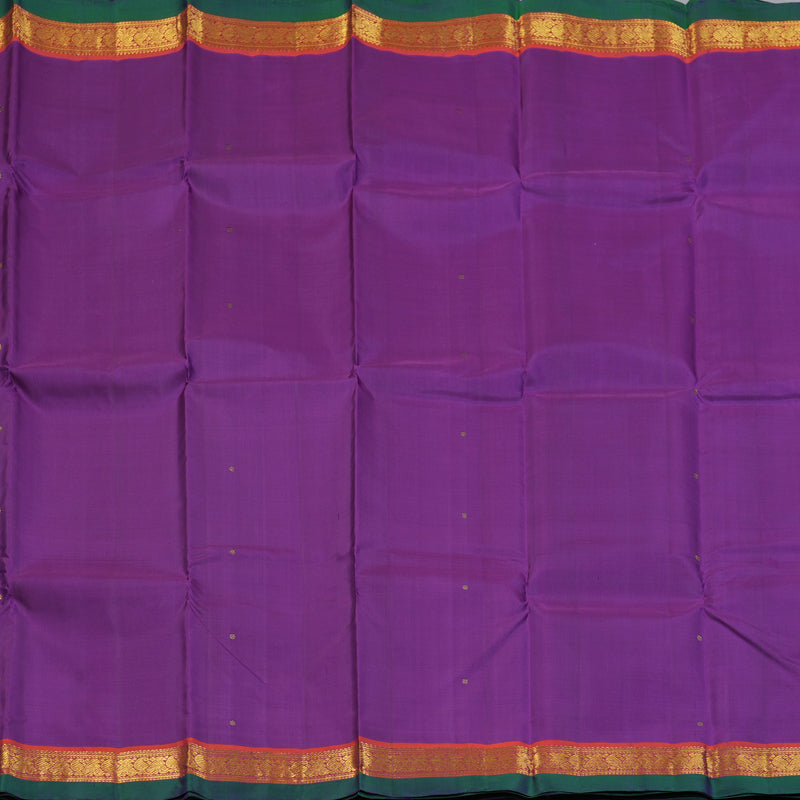 Hayagrivas Handloom Purple Kanjivaram Silk Saree with Rust Border KBF153D1-3
