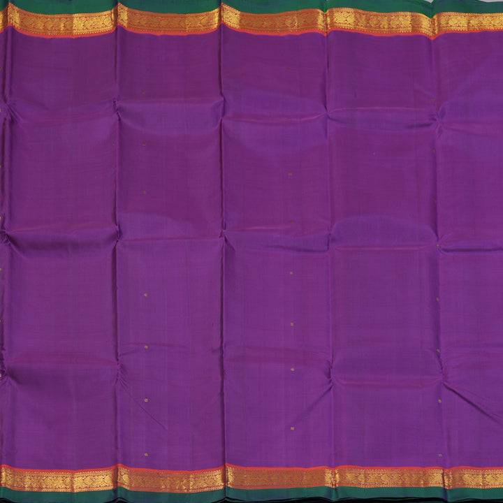 Hayagrivas Handloom Purple Kanjivaram Silk Saree with Rust Border KBF153D1-3