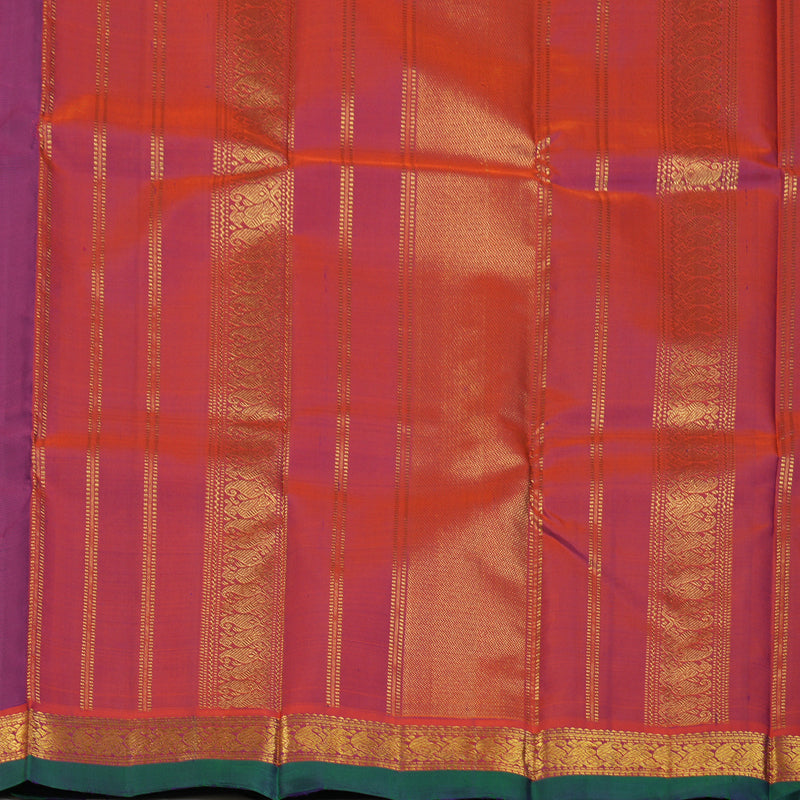 Hayagrivas Handloom Purple Kanjivaram Silk Saree with Rust Border KBF153D1-3