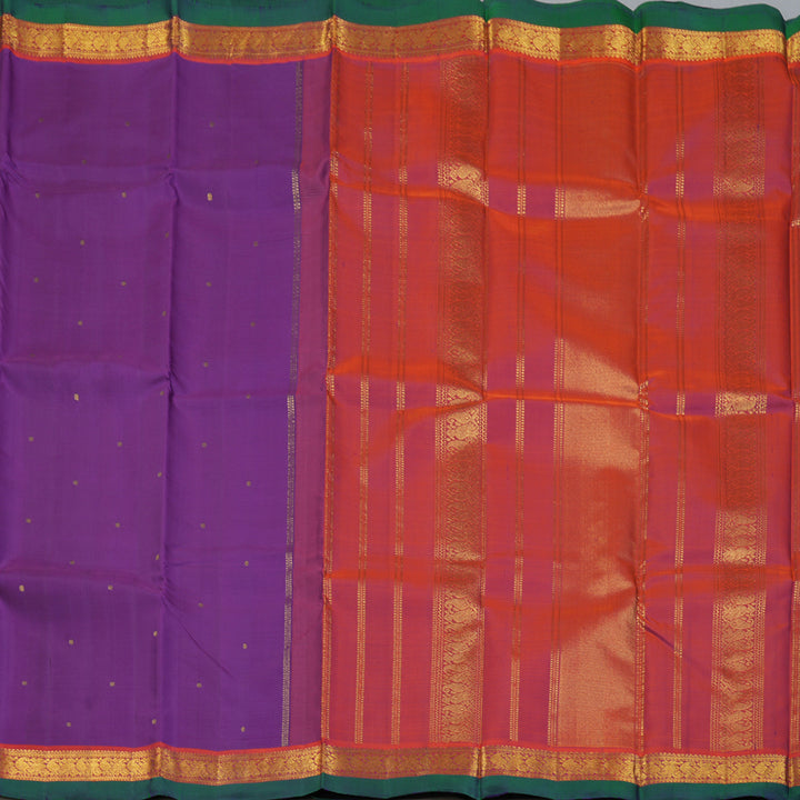 Hayagrivas Handloom Purple Kanjivaram Silk Saree with Rust Border KBF153D1-3