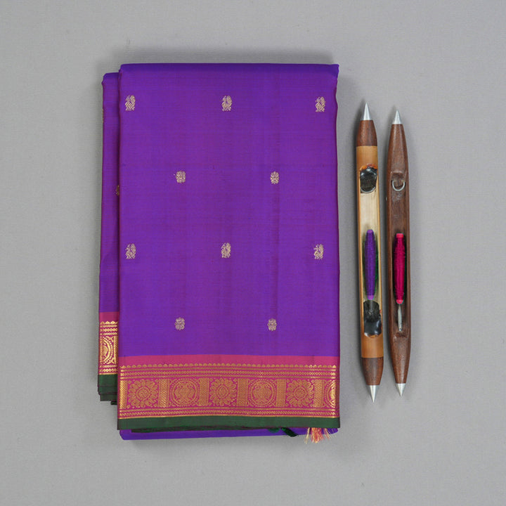 Hayagrivas Handloom Purple Kanjivaram Silk Saree KBF153D1-4