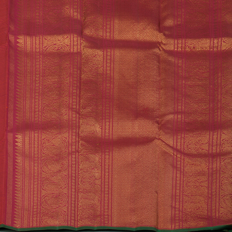 Hayagrivas Handloom Orange & Red Checks Kanjivaram Silk Saree KBF153D2-2