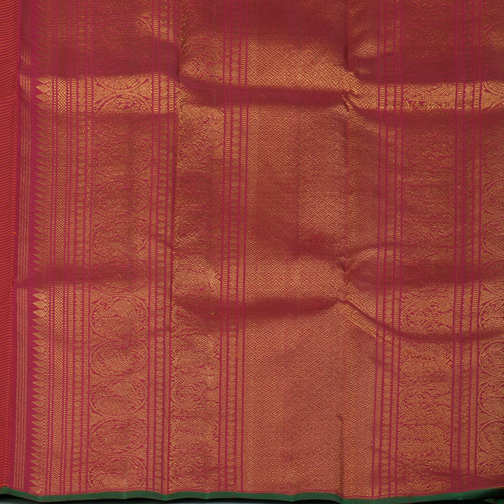 Hayagrivas Handloom Orange & Red Checks Kanjivaram Silk Saree KBF153D2-2