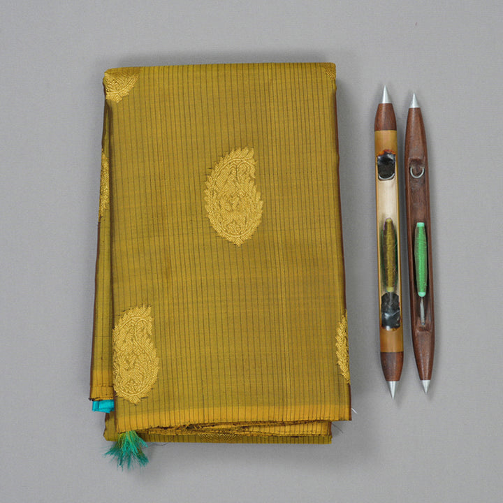 Hayagrivas Handloom Honey Mustard Kanjivaram Silk Saree KBF153D2-3