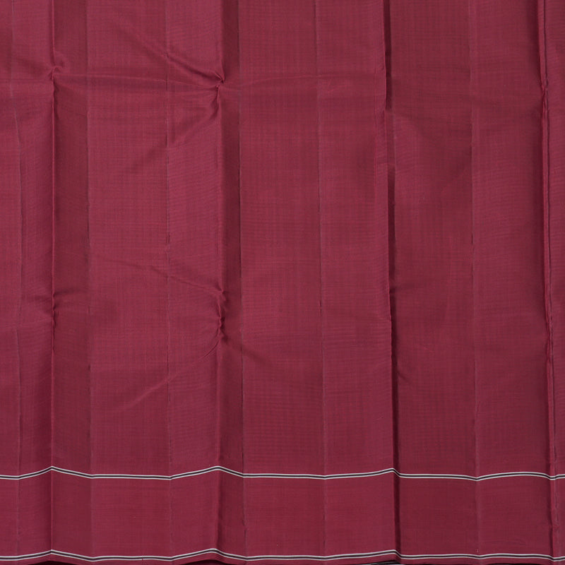 Hayagrivas Handloom Black & White Checks Kanjivaram Silk Saree with Maroon Border KBF153D5-3