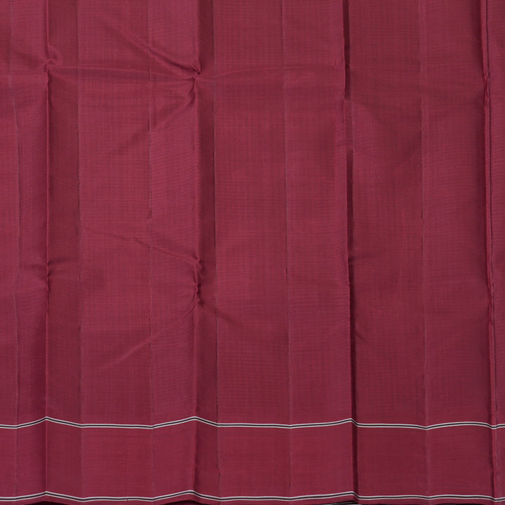 Hayagrivas Handloom Black & White Checks Kanjivaram Silk Saree with Maroon Border KBF153D5-3
