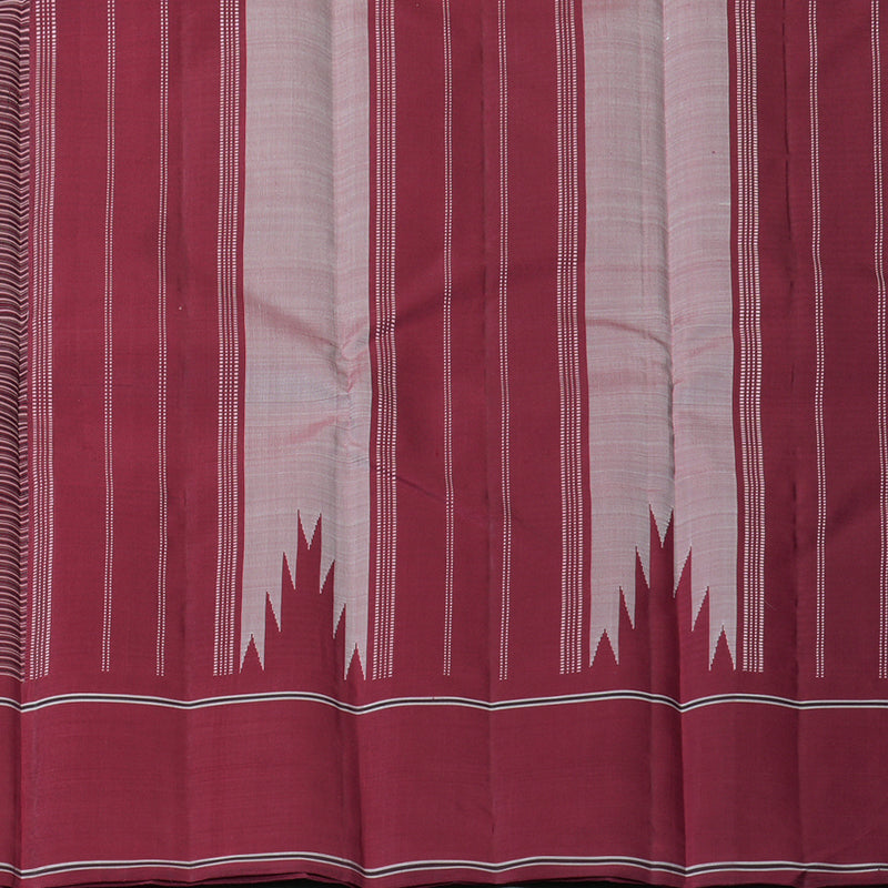 Hayagrivas Handloom Black & White Checks Kanjivaram Silk Saree with Maroon Border KBF153D5-3