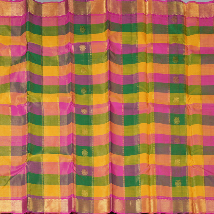 Hayagrivas Handloom Multicolour Checks Kanjivaram Silk Saree KBF153D7-1