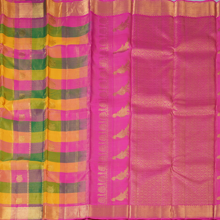 Hayagrivas Handloom Multicolour Checks Kanjivaram Silk Saree KBF153D7-1