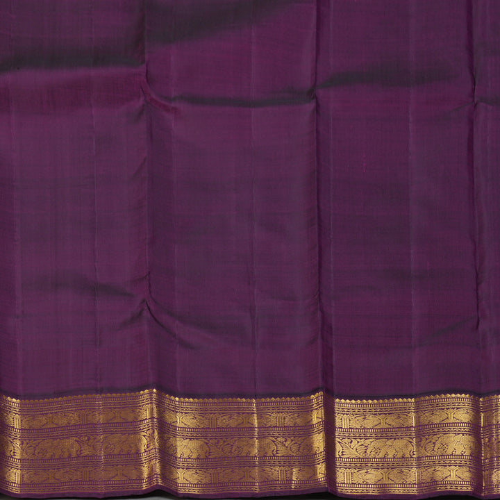 Hayagrivas Handloom Royal Grey Kanjivaram Silk Saree with Violet Border KBF153D7-2