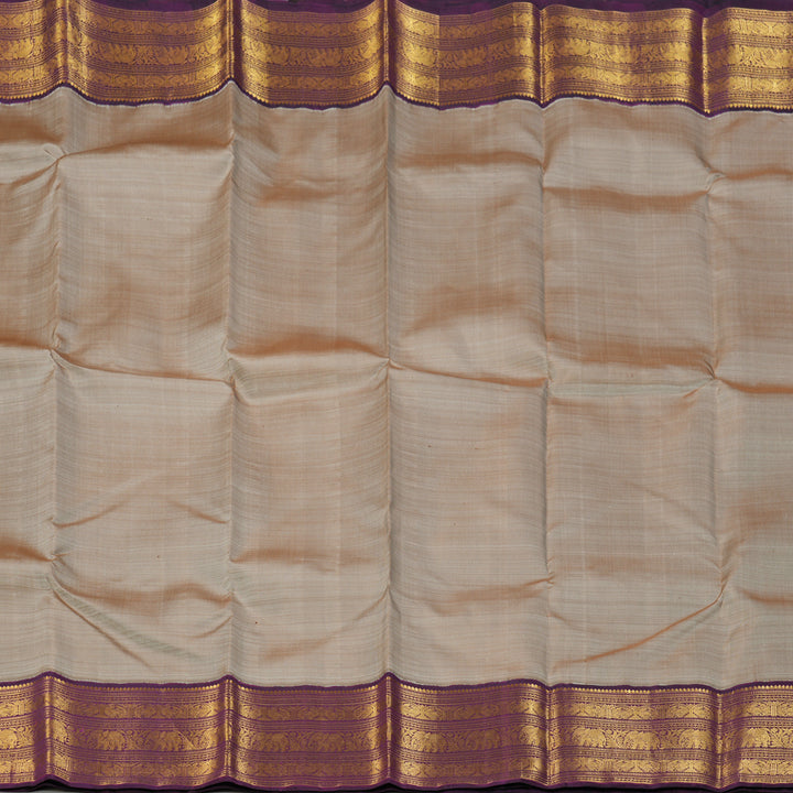Hayagrivas Handloom Royal Grey Kanjivaram Silk Saree with Violet Border KBF153D7-2