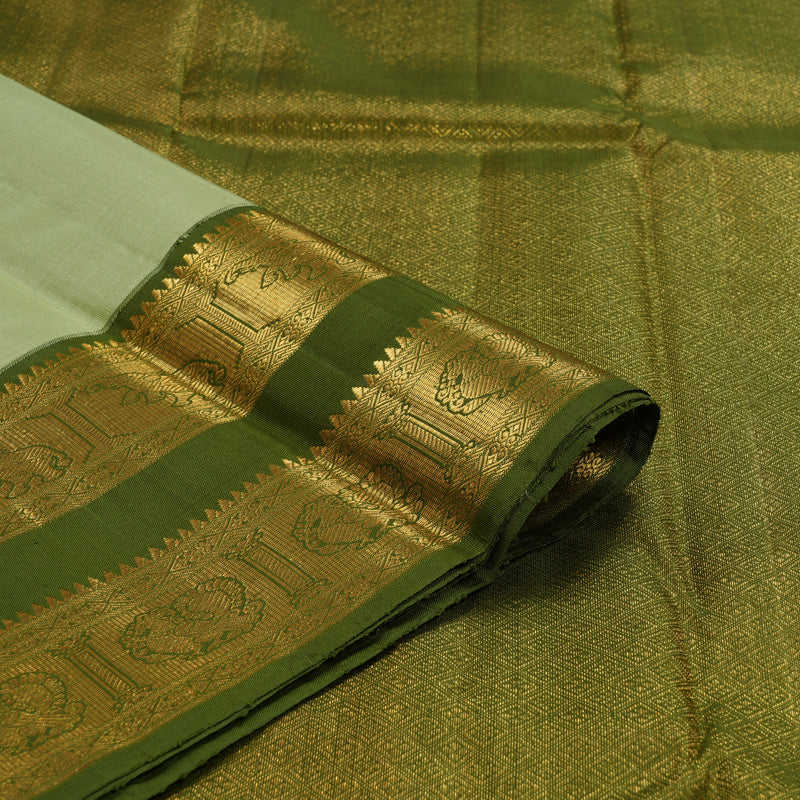 Hayagrivas Handloom Pista Green Kanjivaram Silk Saree with Mehandi Green Border KBF155D1-1