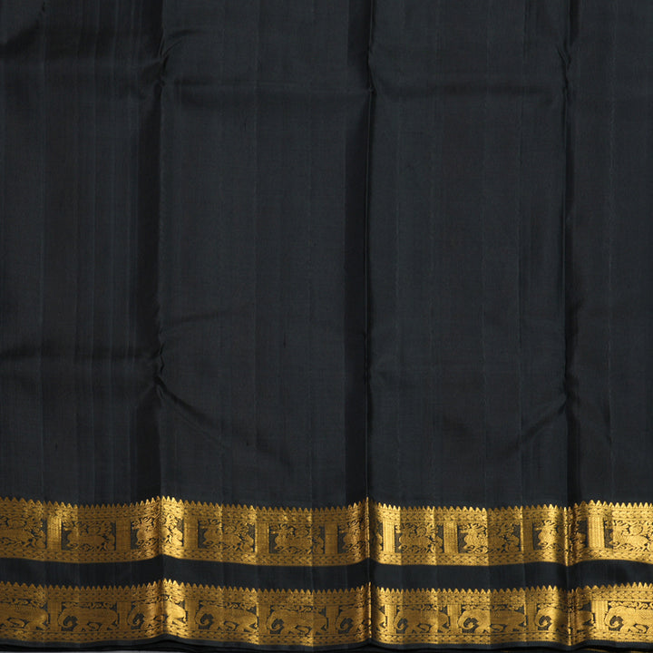 Hayagrivas Handloom Orange Kanjivaram Silk Saree with Black Border KBF155D1-2