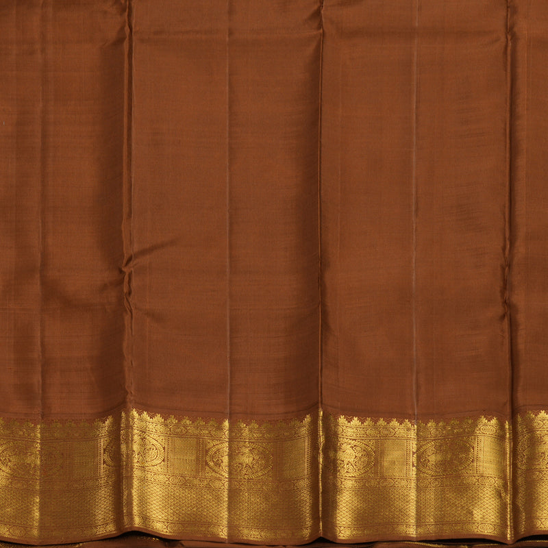 Hayagrivas Handloom Lemon Yellow Kanjivaram Silk Saree with Chocolate Brown Border KBF155D1-3