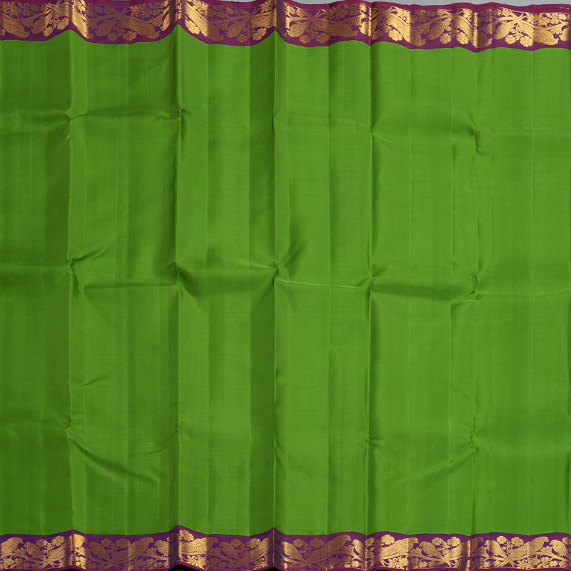 Hayagrivas Handloom Parrot Green Kanjivaram Silk Saree with Purple Border KBF155D2-2
