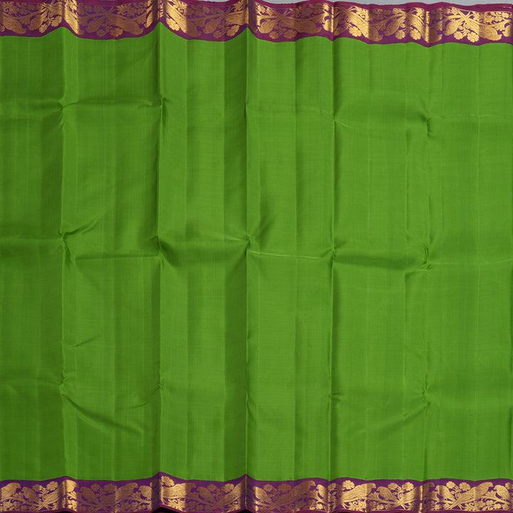 Hayagrivas Handloom Parrot Green Kanjivaram Silk Saree with Purple Border KBF155D2-2
