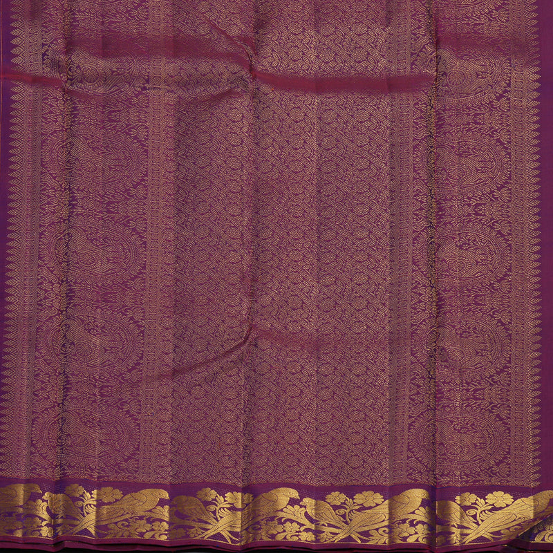 Hayagrivas Handloom Parrot Green Kanjivaram Silk Saree with Purple Border KBF155D2-2