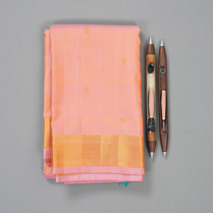 Hayagrivas Handloom Peach Pink Kanjivaram Silk Saree KBF155D5-1