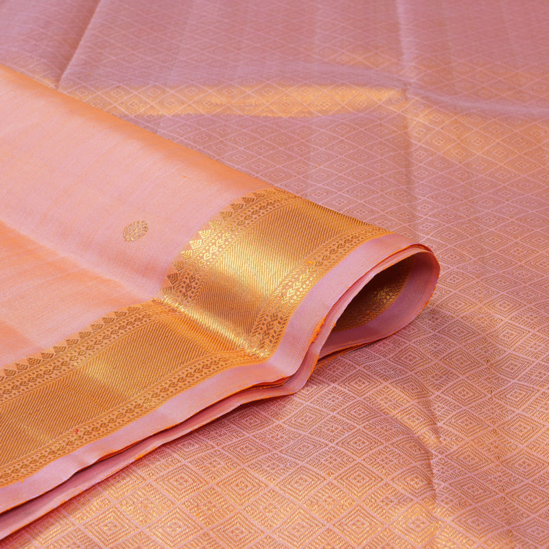 Hayagrivas Handloom Peach Pink Kanjivaram Silk Saree KBF155D5-1