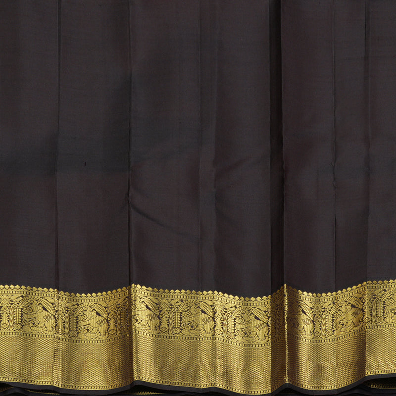 Hayagrivas Handloom Mambazham Orange Kanjivaram Silk Saree with Kanchana Brown Border KBF156D1-1