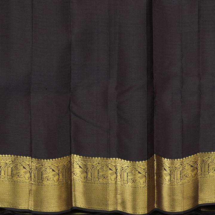 Hayagrivas Handloom Mambazham Orange Kanjivaram Silk Saree with Kanchana Brown Border KBF156D1-1