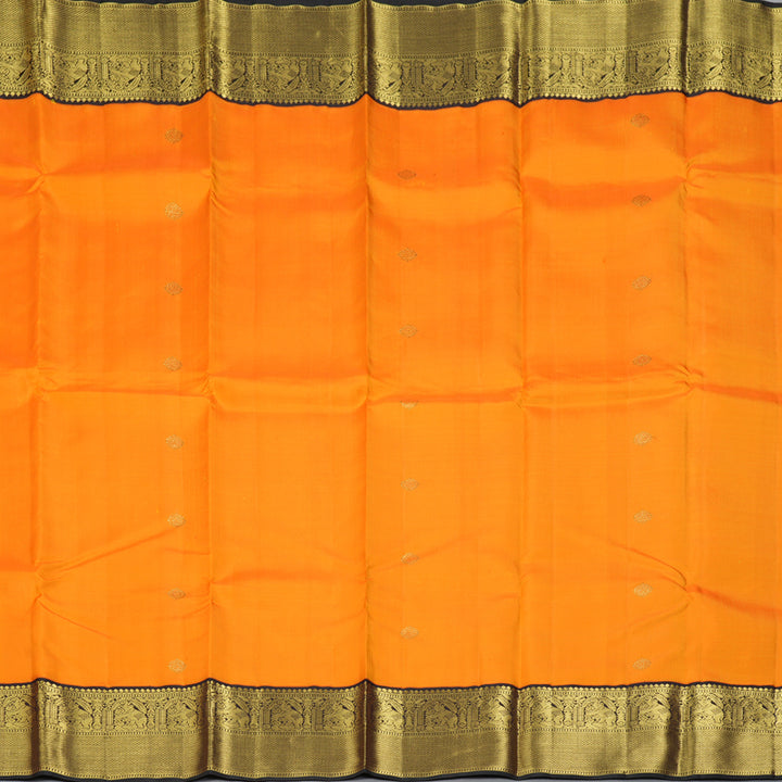 Hayagrivas Handloom Mambazham Orange Kanjivaram Silk Saree with Kanchana Brown Border KBF156D1-1