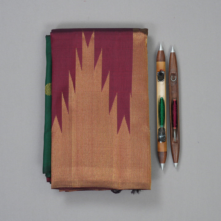 Hayagrivas Handloom Bottle Green Kanjivaram Silk Saree KBF156D10-1
