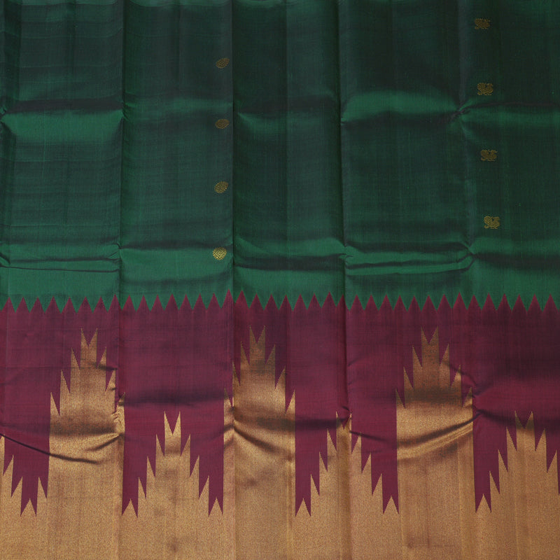 Hayagrivas Handloom Bottle Green Kanjivaram Silk Saree KBF156D10-1