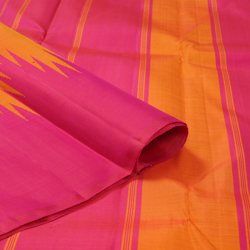 Hayagrivas Handloom Sunset Orange Kanjivaram Silk Saree with Pink Border KBF156D11-3