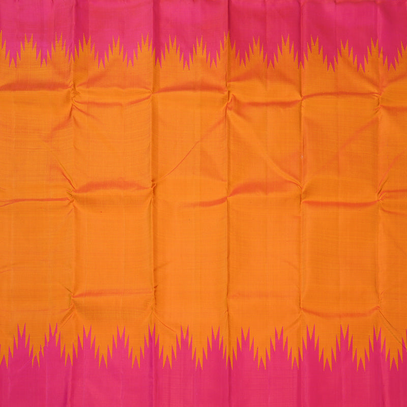 Hayagrivas Handloom Sunset Orange Kanjivaram Silk Saree with Pink Border KBF156D11-3