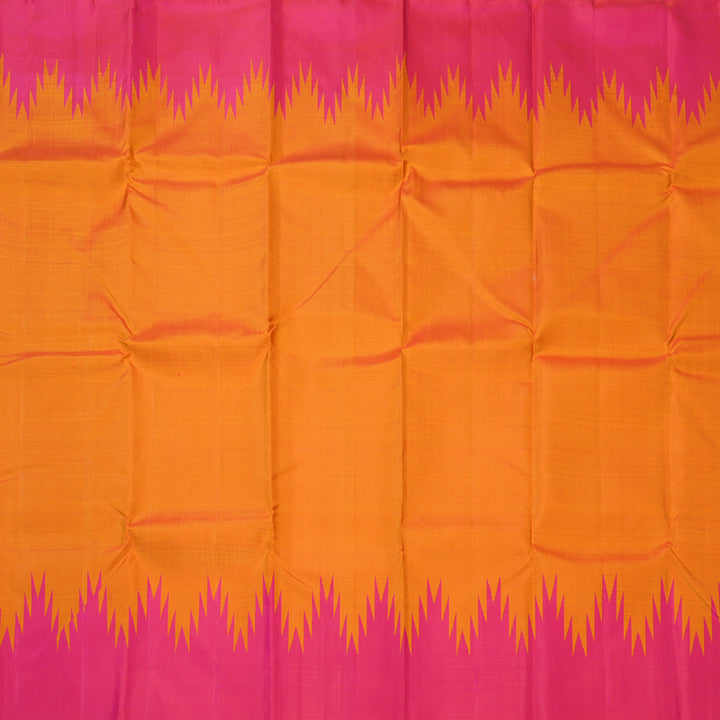 Hayagrivas Handloom Sunset Orange Kanjivaram Silk Saree with Pink Border KBF156D11-3