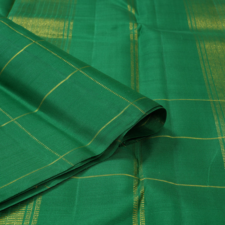 Hayagrivas Handloom Sunset Orange Kanjivaram Silk Saree with Green Border KBF156D12-1